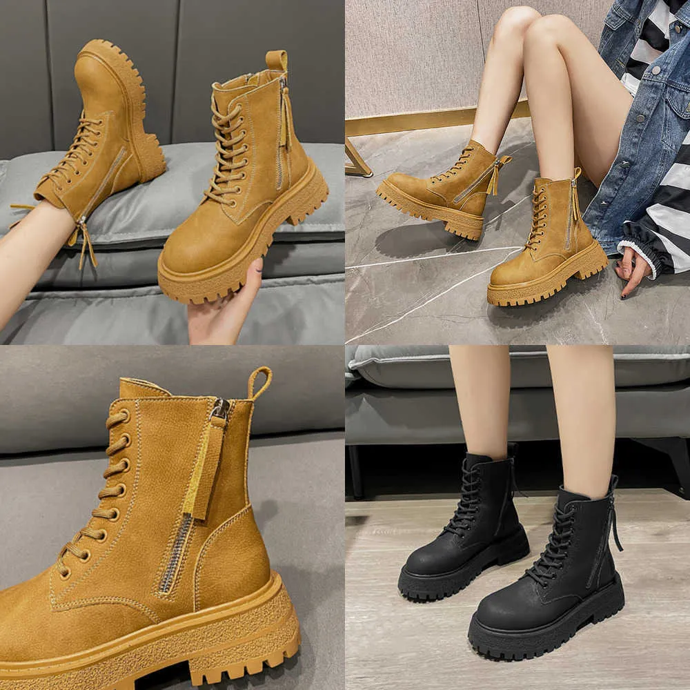 Boots Rimocy Brown Platform Motorcycle Women Round Toe Non-slip Ankle Woman Thick Bottom Pu Leather Short Booties Mujer 221213