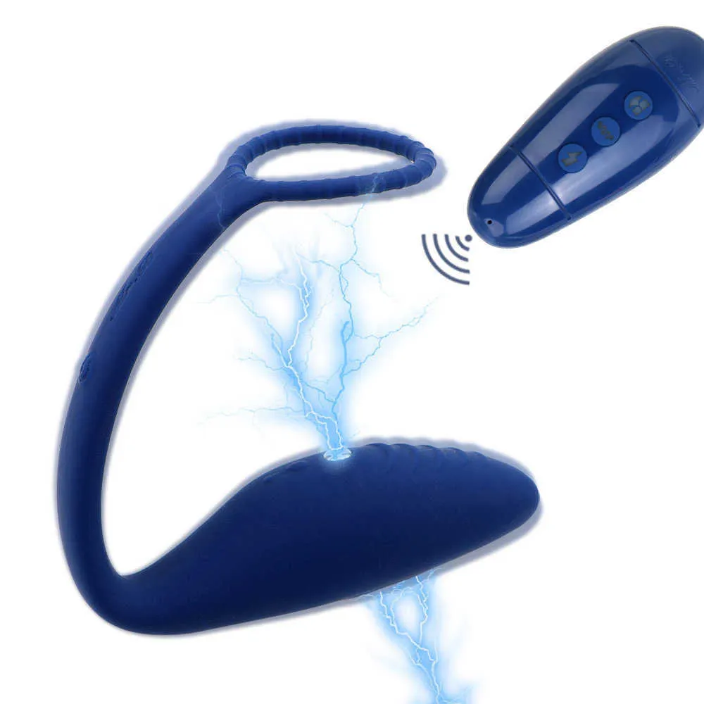 Skönhetsartiklar Ikoky Electric Shocker Vibrating Anal Plug Sexiga leksaker för manlig prostata massager Trådlös fjärrkontroll bärbar vibrator