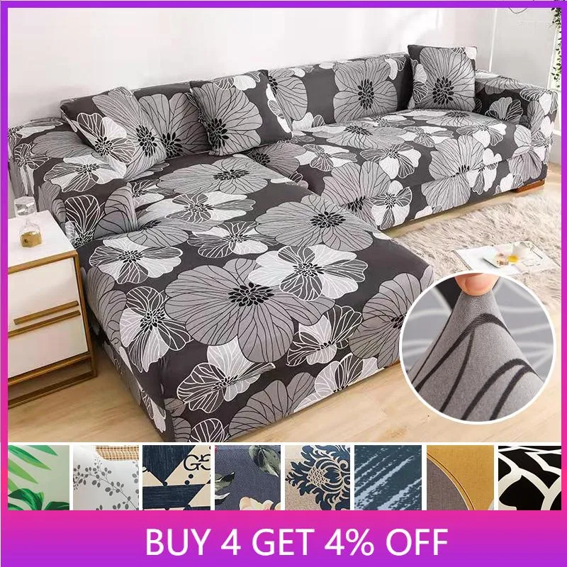 Chair Covers Gray Elastic Sofa Cover Stretch Slipcover For Living Room Couch L shape Armchair SlipSlipcover 1 2 3 4 Seat