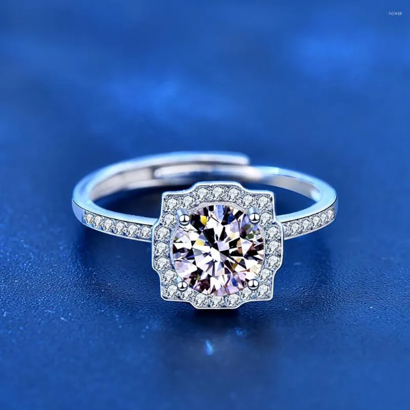 Кластерные кольца Moissanite Ring с игровым сертификатом Оригинальный 925 Серебряный серебряный бриллиант для женщин роскошные украшения