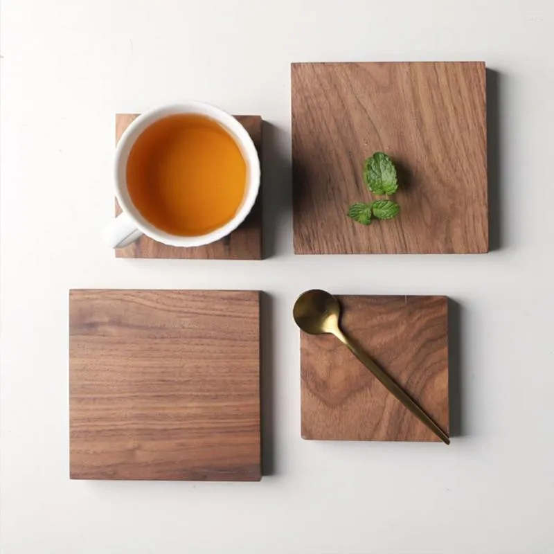 Table Mats Natural Material Handmade Wood Cup Tray Coffee Teapot Kettle Nuts Cake Dessert Plate