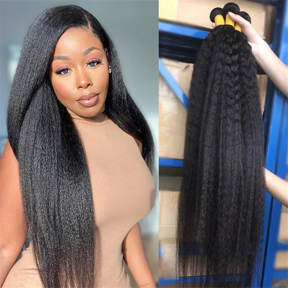 Kinky Straight Peruvian Hair Weave 묶음 생일 인간 머리 10-32 인치 연장 3 개 여성용 번들