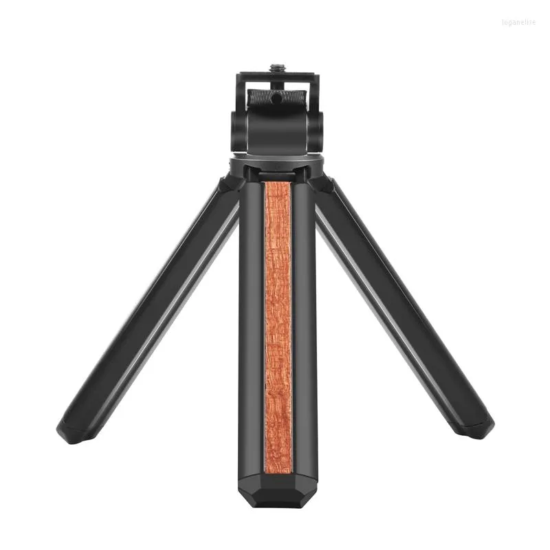 Treppiedi Supporto per treppiede dal vivo per vlogging da tavolo in legno con testa portatile 1/4 di vite Mini per fotocamera Pografia