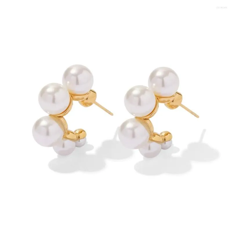 Stud Earrings Youthway Flower Shape Stainless Steel Pearl C Trendy Golden Geometric Pendientes De Acero Inoxidable2022