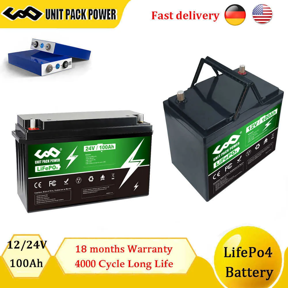 Lifepo4 Batterie 12V 24V 100Ah Lithium Lion Batterie 4000 Circle Life 100A BMS für RV Outdoor Marine wiederaufladbare Wechselrichterleistung