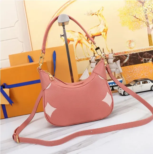 7A rosa Shop-Tasche, Designer-Tragetaschen, Damen-Handtaschen mit Klappe, Croissant-Tasche, Reißverschluss-Geldbörse, Mini-Geldbörse, Schlüsseltasche, Rindsleder, echtes Echtleder