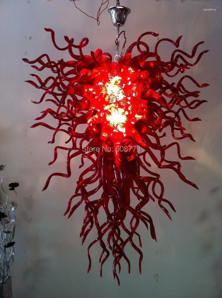 Candelabros Moda Arte de Murano Iluminación Araña de cristal rojo