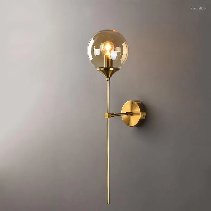 Lampy ścienne nordycka szklana lampa nowoczesne złote oprawy oświetleniowe kinkietowe do salonu sypialnia lustro łazienka