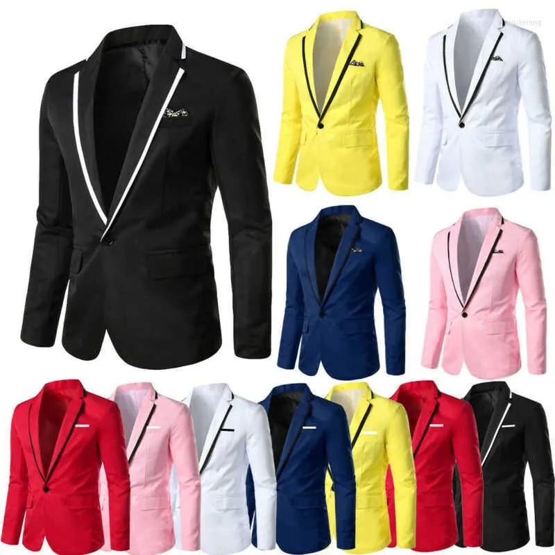Ternos masculinos Blazer de festa Business Outwear Terno Casaco Elegante Tops masculinos 2022 Casamento Cor sólida e versátil elegante pequeno