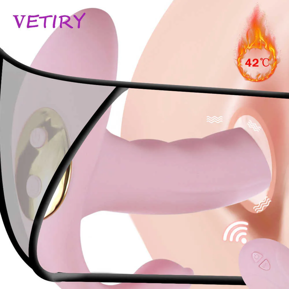 Skönhetsartiklar 3 i 1 trådlösa värme trosor vibrator bärbar dildo g spot clit stimulator vaginal anal orgasm sexiga leksaker för kvinnor
