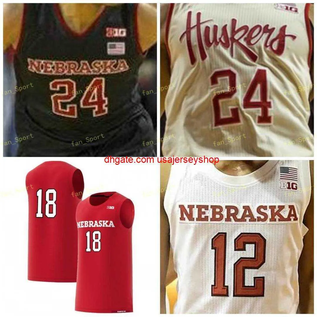 Anpassad sömnad Nebraska Cornhuskers Basketball Jersey 10 Karrington Davis 11 Dachon Burke 12 Thomas Allen 14 Isaac Copeland Jr