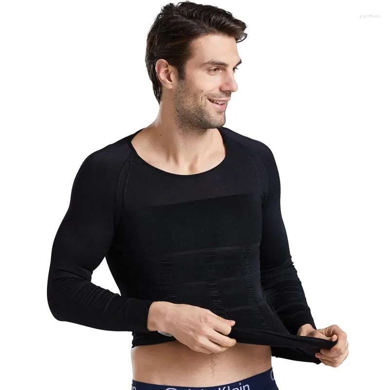 Men's Body Shapers Men's Shaper Long Sleeves Tshirt Sweat Shirt Slimming Underwear Waist Trainer Shapewear Tummy Control Man