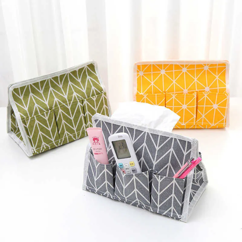 wholesale Ins Cotton and Linen Pumping Box Fabric Simple Weaving Desktop Cosmetic Storage Boxes Organizer Office Supplies