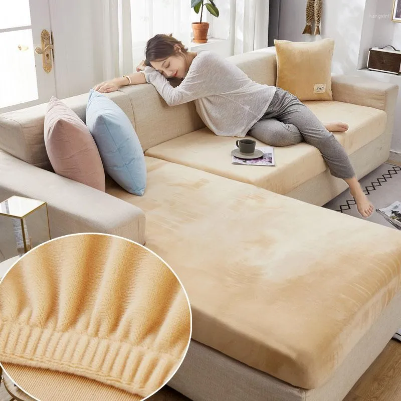 Krzesło obejmuje sofę pokrywa siedzenia poduszka grube pluszowe solidne miękkie rozciąganie szkiełkowe dla zabezpieczenia FUNIUTE