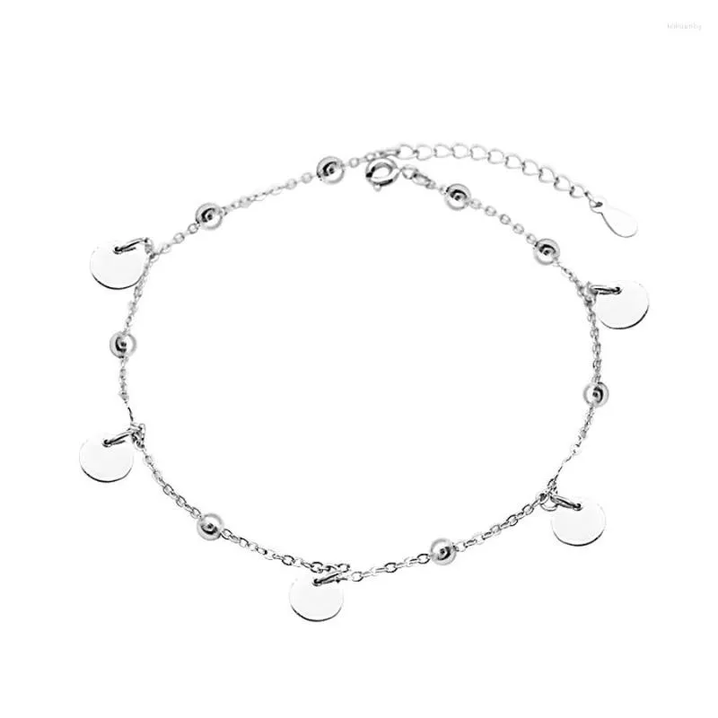 Bracelets de cheville OneQuarter Simple fille ronde cheville S925 chaîne de plage en argent Sterling sur la jambe bijoux sauvages femmes jambes accessoires en gros