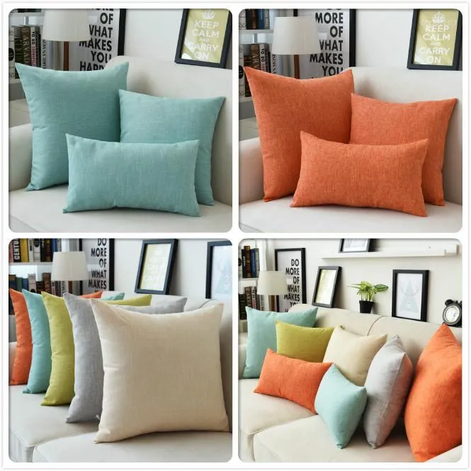 Pillow Square 45 45cm Europe America Style Pure Color Cotton Home Decor Sofa Waist Cusion Car Office Chair Back Throw 18