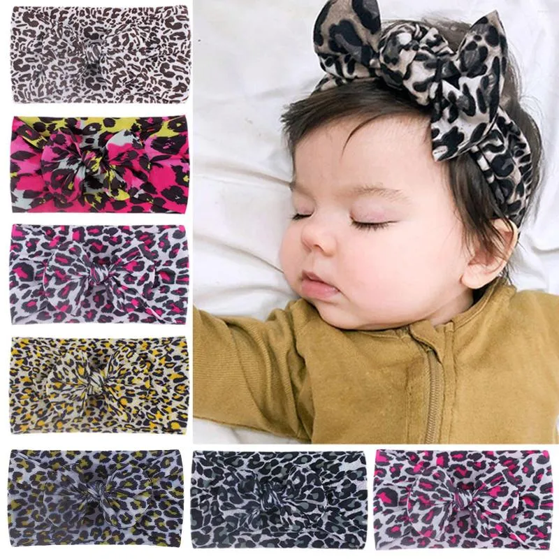 Haaraccessoires Hoofdband Bow Girls Leopard Headweren Kids Band Baby Care Girl Fabric White