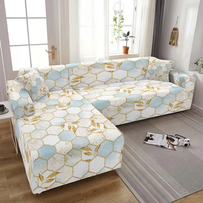 Stolskydd marmortryckt elastiskt soffa omslag f￶r vardagsrum l form h￶rn funna slipcover stretch soffa 1-4-sits