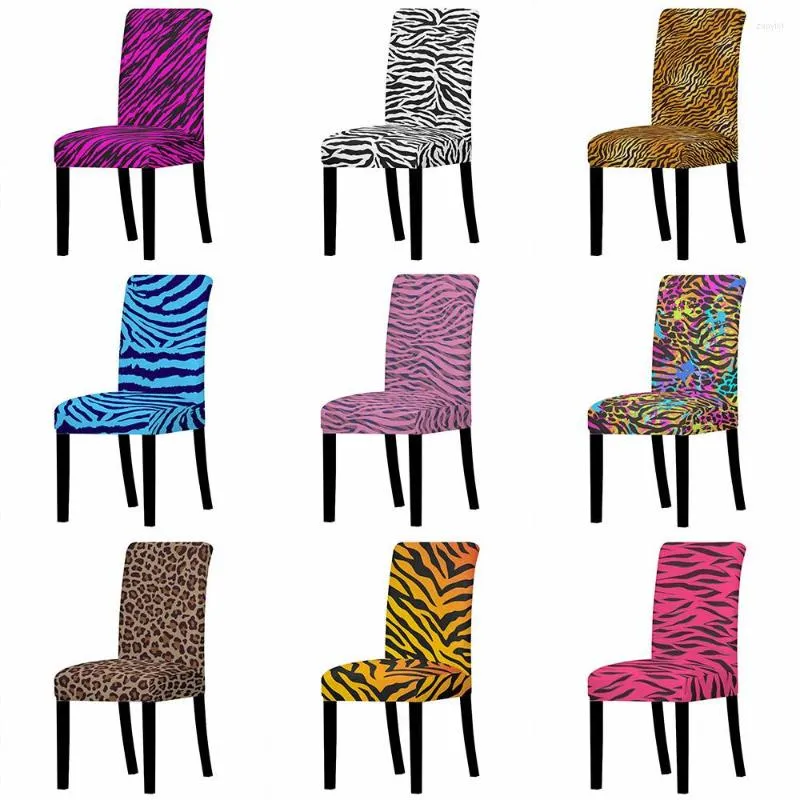 Крышка стулья леопардовые печатные изделия Spandex растяжение столовая, эластичная умываемая промывающие шишки, свадебные комнаты, банкет