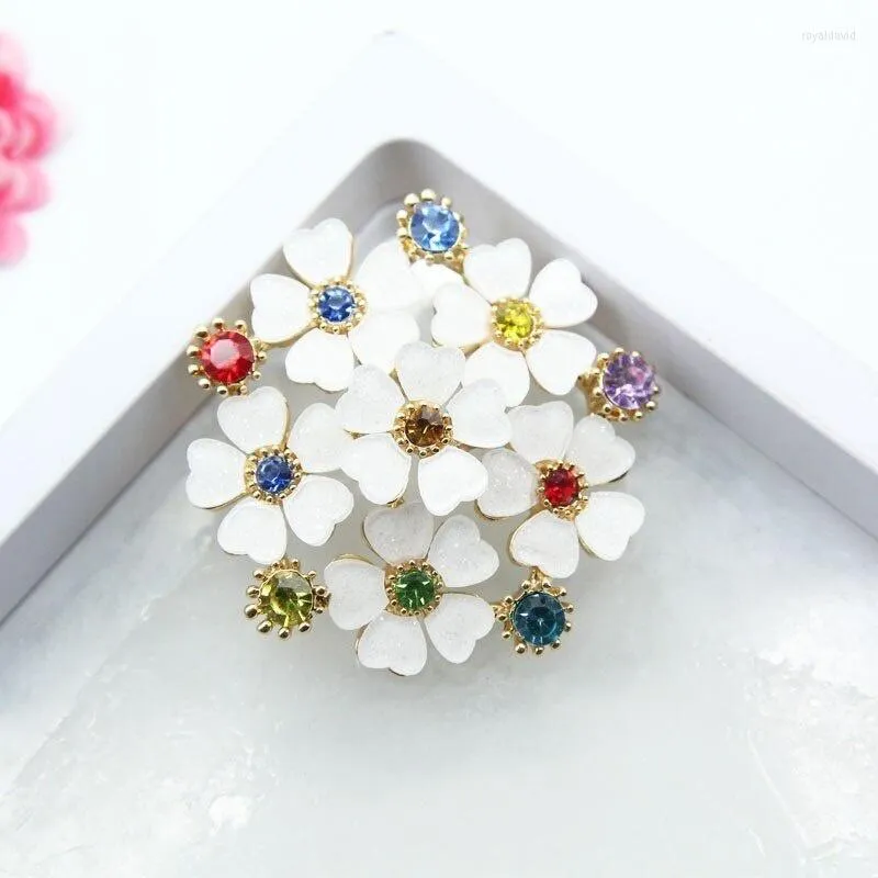 Broches Creative Résine Fleur Multicolore Strass Vêtements Manteau Broche Broches Bijoux De Mariage Accessoires Pour Femmes