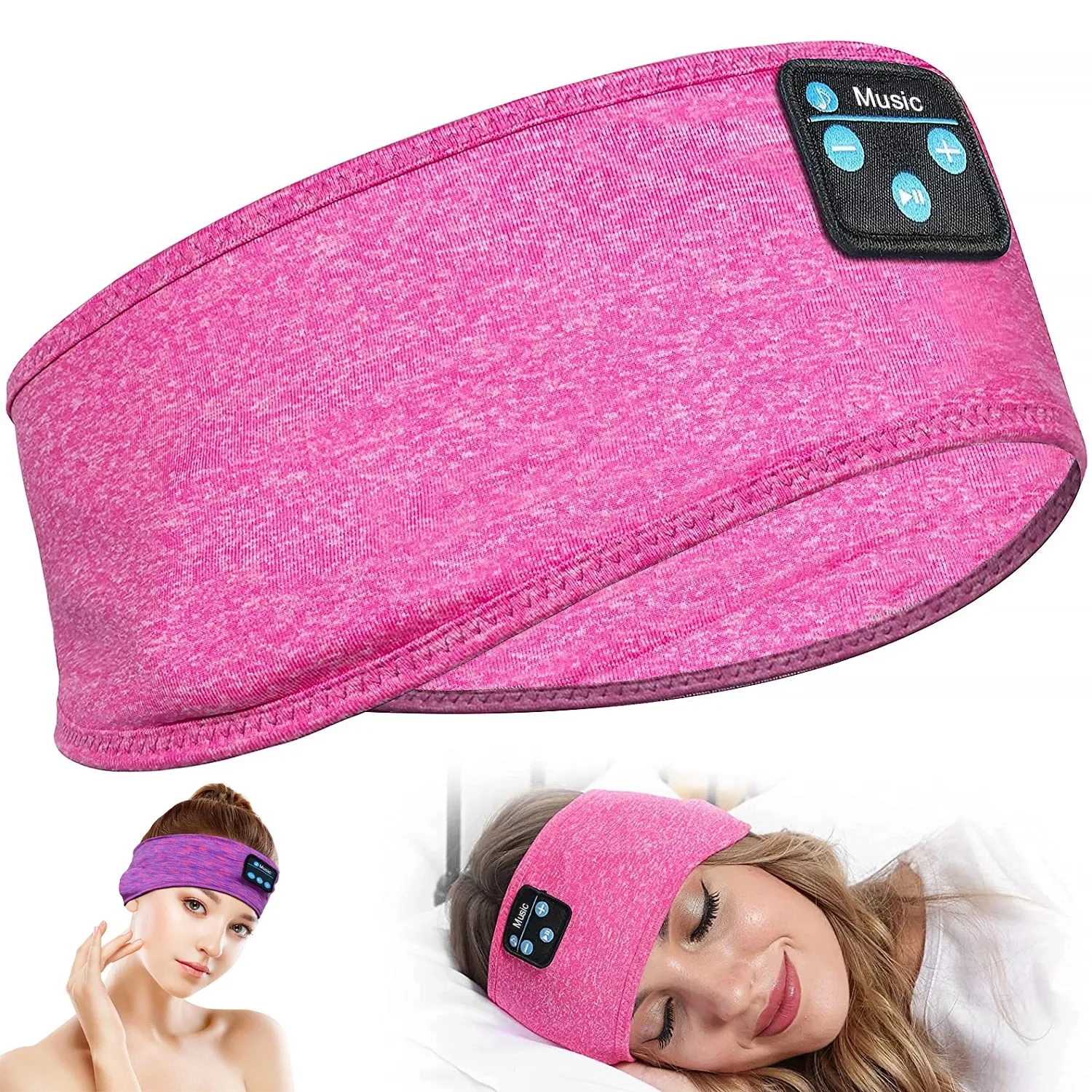 Casque de sommeil Bandeau sans fil souple Bluetooth 5.0 Casque de sommeil avec haut-parleurs de basse minces pour les cadeaux d'entraînement du dormeur latéral