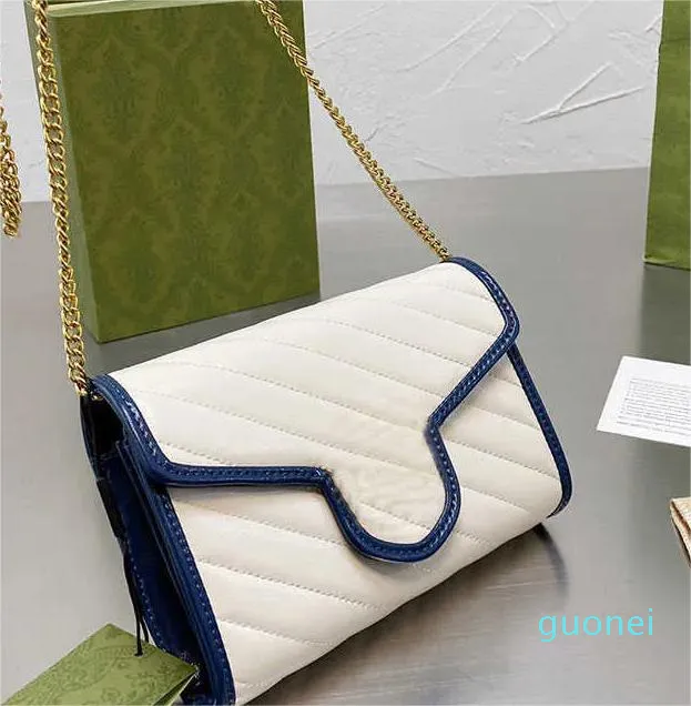 Designer-Evening Bags Quality Cowhide Chain Bag Women Stripes Crossbody Handbag Ladies Shoulder Messenger Bags classic Flap Card Wallet