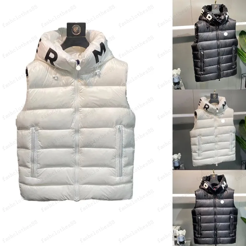 Designer Mens couple Down Gilets Femmes col montant Down Vest hiver Veste Brodé Poitrine Badge Chaud Survêtement Vestes