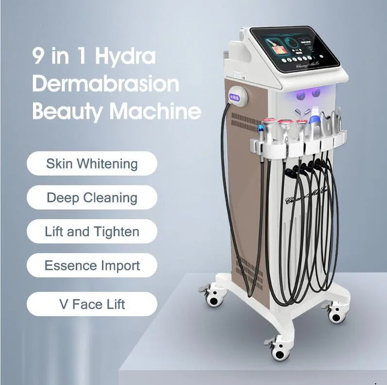 2022 Hot Sales 9 i 1 Microdermabrasion Hydro Water Oxygen Beauty Equipment Ansiktssk￶tsel Terapi Aqua Peel Bio Lyft Rynkningsutrustning