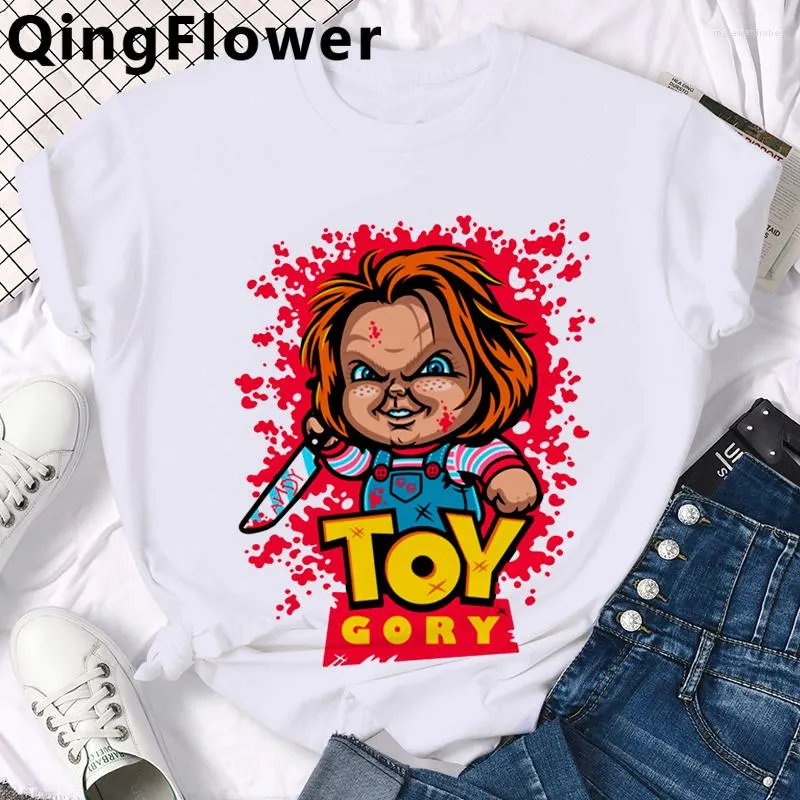 Мужские футболки Horror Chucky Funny Cartoon Manga Shirt Men Aesthetic Anime Summer T-shirt Casual Graphic Grunge Tshirt Hip Hop Top Tees Male