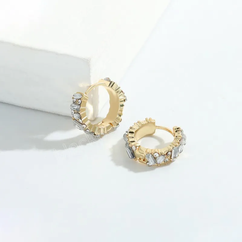 Bunte Kristallistoop -Ohrringe für Frauen kupfergeometrische Runde Ohrringe Modeschmuck