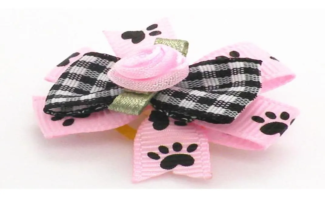 Dog Apparel 100PCLot Cat Hair Bows Small Accessories Pink Flowers Grooming Rubber Bands7744503