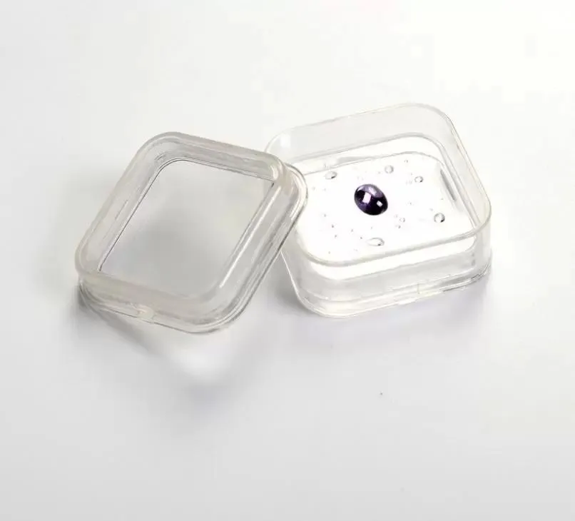 55*55mm Transparent Floating Display Case Earring Gems Ring Jewelry Suspension Packaging Box PET Membrane Stand Holder