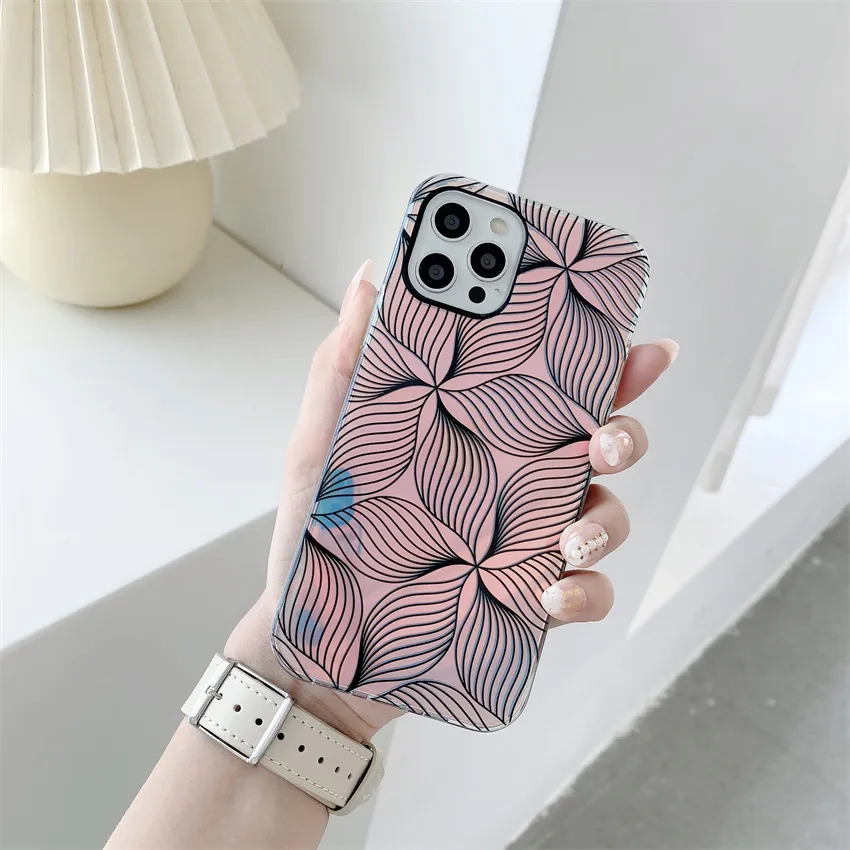 Caso do iPhone 12 Pro Chameleon Apple 13 Datura Geometria transparente Case