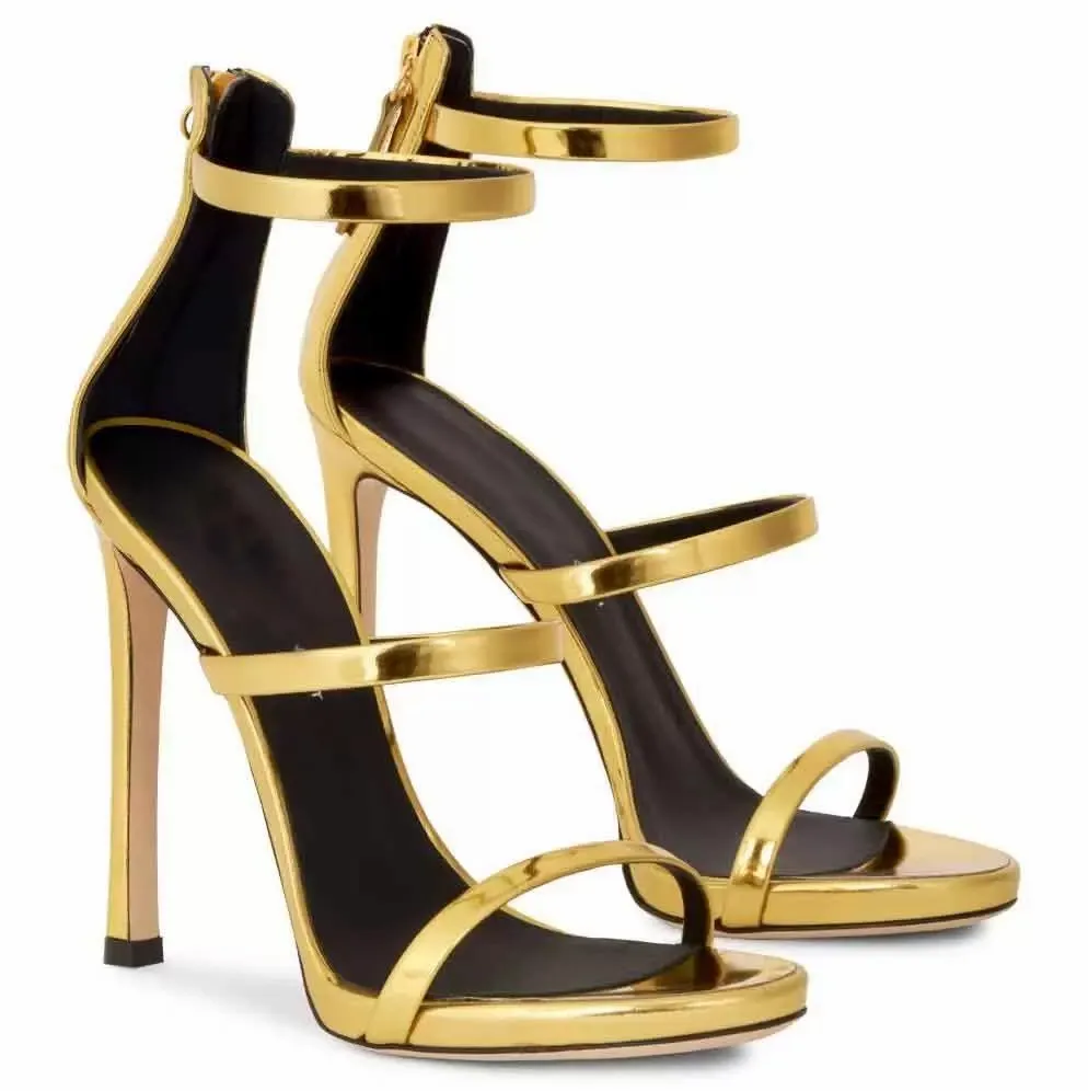 Codzienne zużycie patentowe skórzane sandały buty kobiety z wysokich obcasów imprezowy ślub luksusowy projektantka damska gladiator sandalias35-42