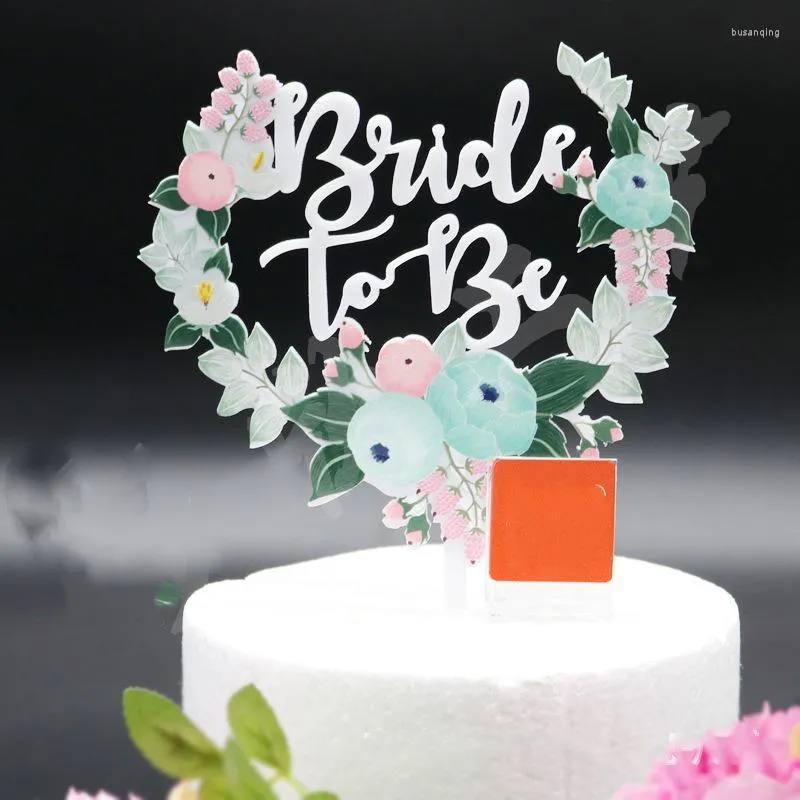 Festive Supplies Bride-to-be Color Printed Acrylic Cake Topper Hen Party Dessert Decoration Wedding Bachelor Flag