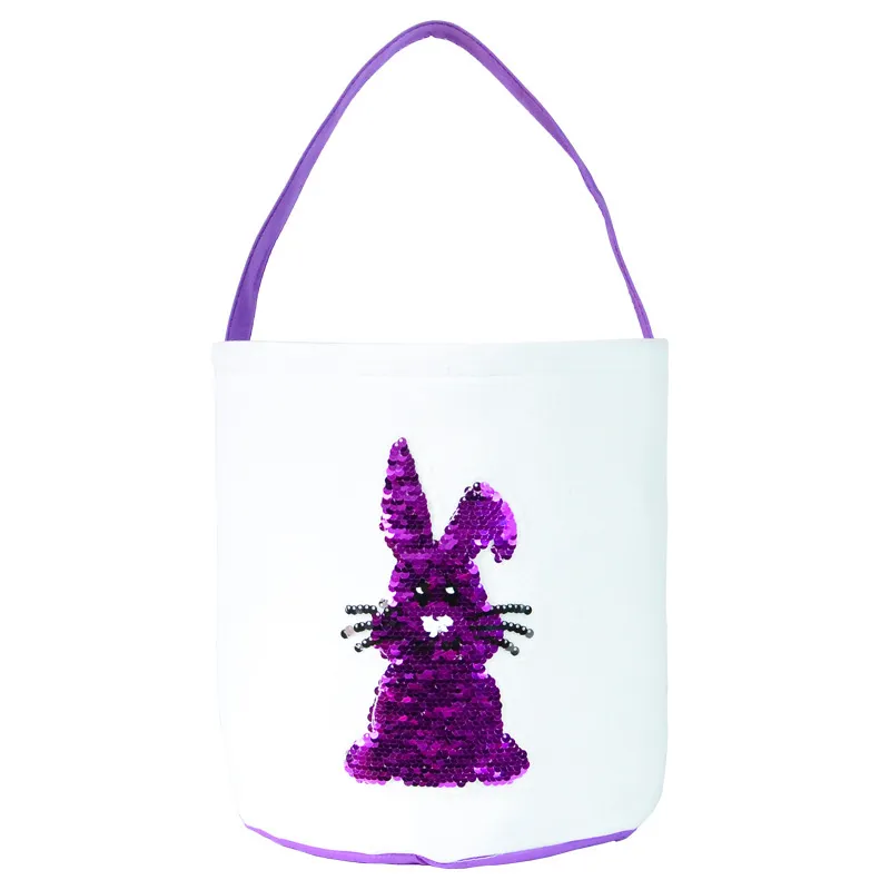 Easter Bunny Bag Festive Sequin Plush Cylinder Egg Basket Easter Rabbit Gift Tote Bags