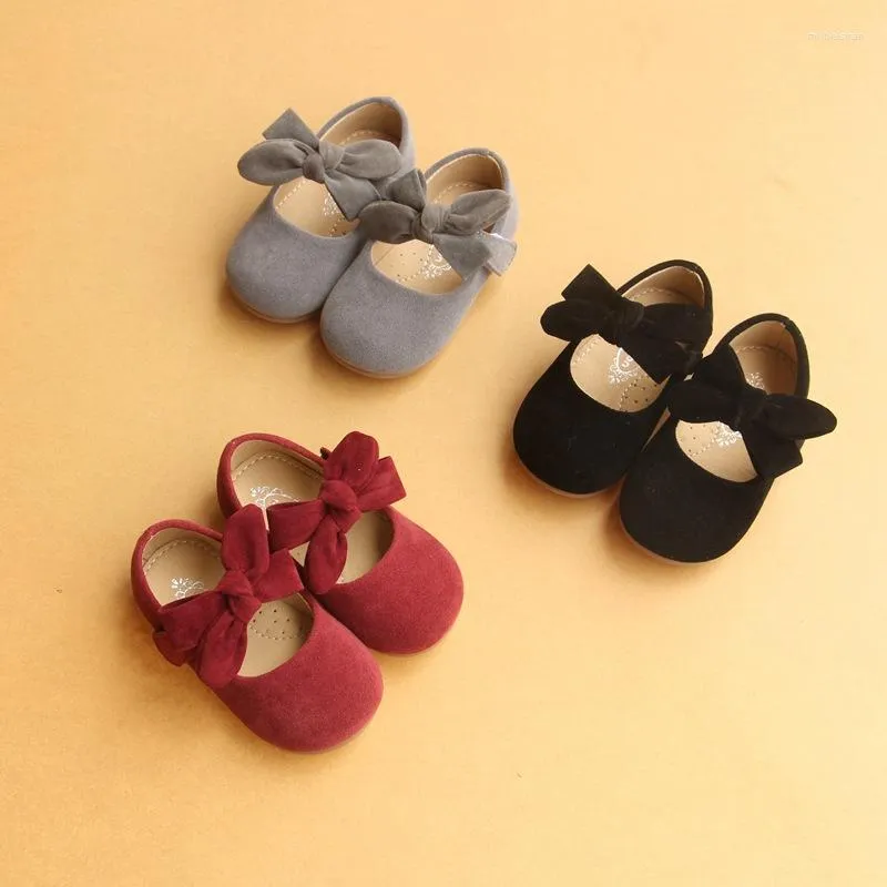 First Walkers Spring Baby Girls Shoes Princess Flats Cute Butterfly-knot Children Single Shallow Leather