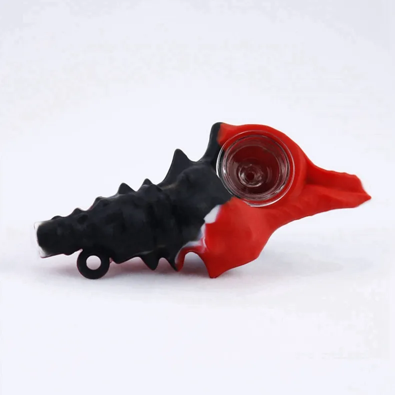 Wholesale Colorful Silicone Conch Style Pipes Portable Key Ring Herb Tobacco Oil Rigs Glass Porous Hole Filter Bowl Handpipes Smoking Cigarette Holder Tube DHL