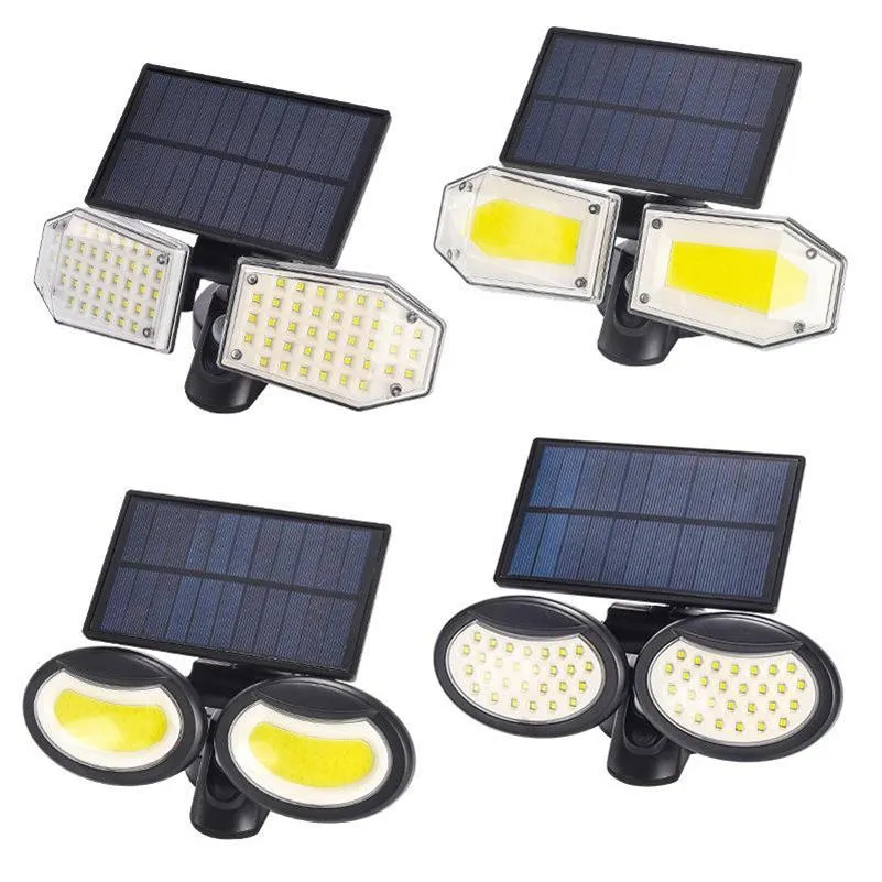 Solar-Wandleuchten für den Außenbereich, wasserdicht, 78 LEDs, 56 LEDs, 130 COB, 108 COB, Bewegungsmelder, LED-Solarleuchte für Gärten und Innenhöfe