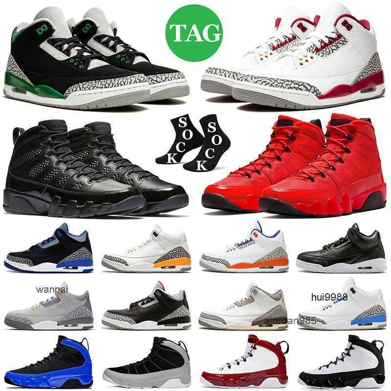 2023 3 3s Scarpe da pallacanestro da uomo 9 9s Cile Cardinal Red Cement Bred Pine Green Georgetown UNC JTH Particle Grey Uomo Donna Scarpe da ginnastica Sport JORDON JORDAB