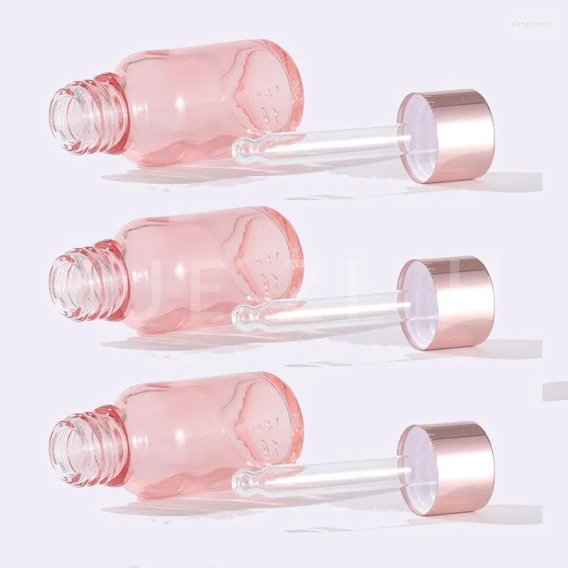 Storage Bottles 30Pcs/Lot 5-30ml Translucence Cosmetic Packaging Dropper Glass Bottle With Rose Gold Cover Essential Oil Refillable