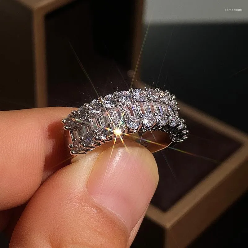 Br￶llopsringar MisananRyne Luxury Zircon for Women 925 Silver CZ Crystal Finger Ring Engagement Jewely Love Gift