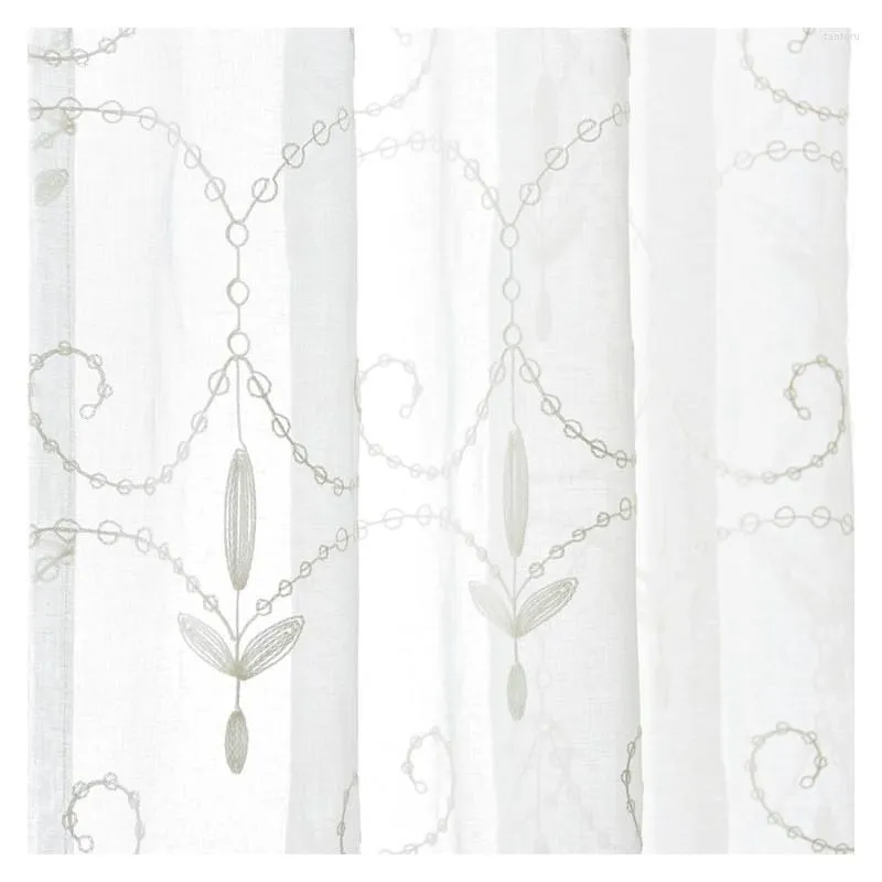 Gardin europeisk modern broderad vit ren smycken gardiner för vardagsrum voile tyll sovrum fönster behandling draperier kök