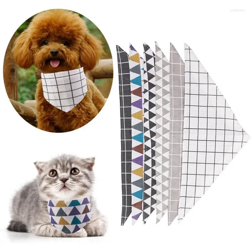 Bandane per abbigliamento per cani Sciarpa per animali lavabile in cotone Bandana per papillon scozzesi Collare per gatti Grandi accessori