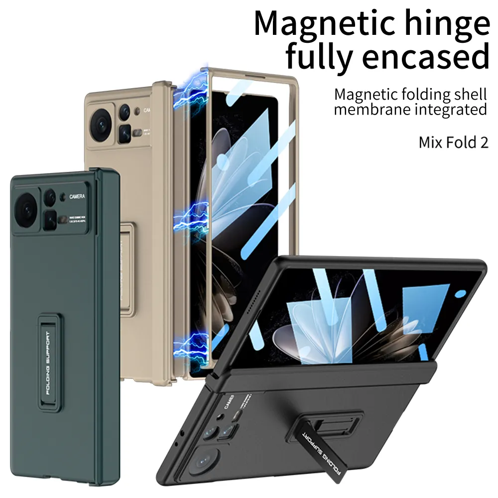 حالات الأقواس المغناطيسية لـ Xiaomi Mix Fold 2 Case Armor Stand Stand Cover Cover Film Film