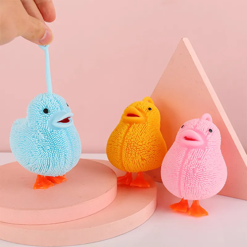 Glowing Chicken Squishy Ball Toys LED Light Up Soft Prickly Massage TPR Multicolor Fun Toy for Kids