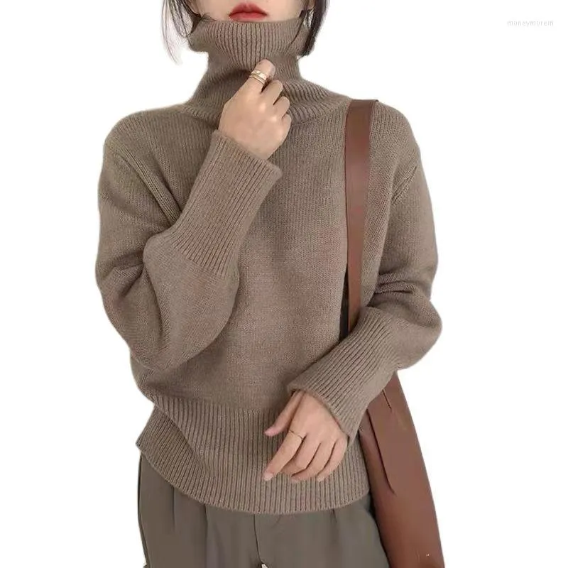 Suéteres femininos espessos Cashmere Cotton Blend Turtleneck Women Women Pullover 2022 Autumn Winter Warm Jumper Knit