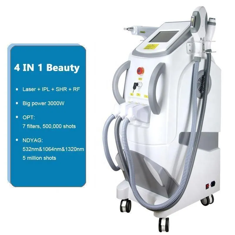 OPT SHR IPL + ND Yag Laser Machine Hair Removal Tattoo Remova RF E-light Skin Rejuventaion Facial Care Beauty Equipment