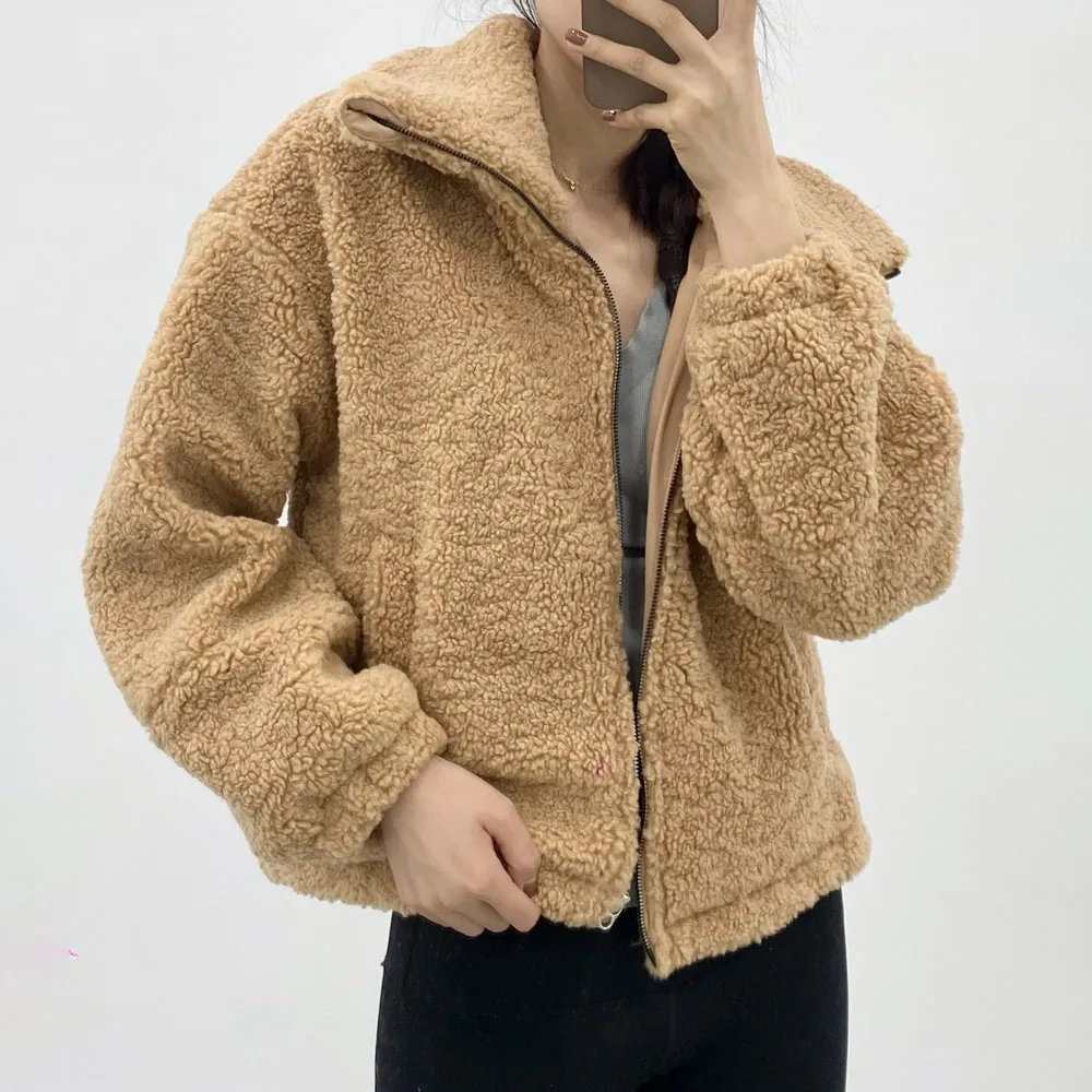 양털 재킷 하이 넥 요가 탑 풀-zip 플러시 따뜻한 코트 편안한 딱딱한 야외 스웨트 셔츠 긴 소매 셔츠
