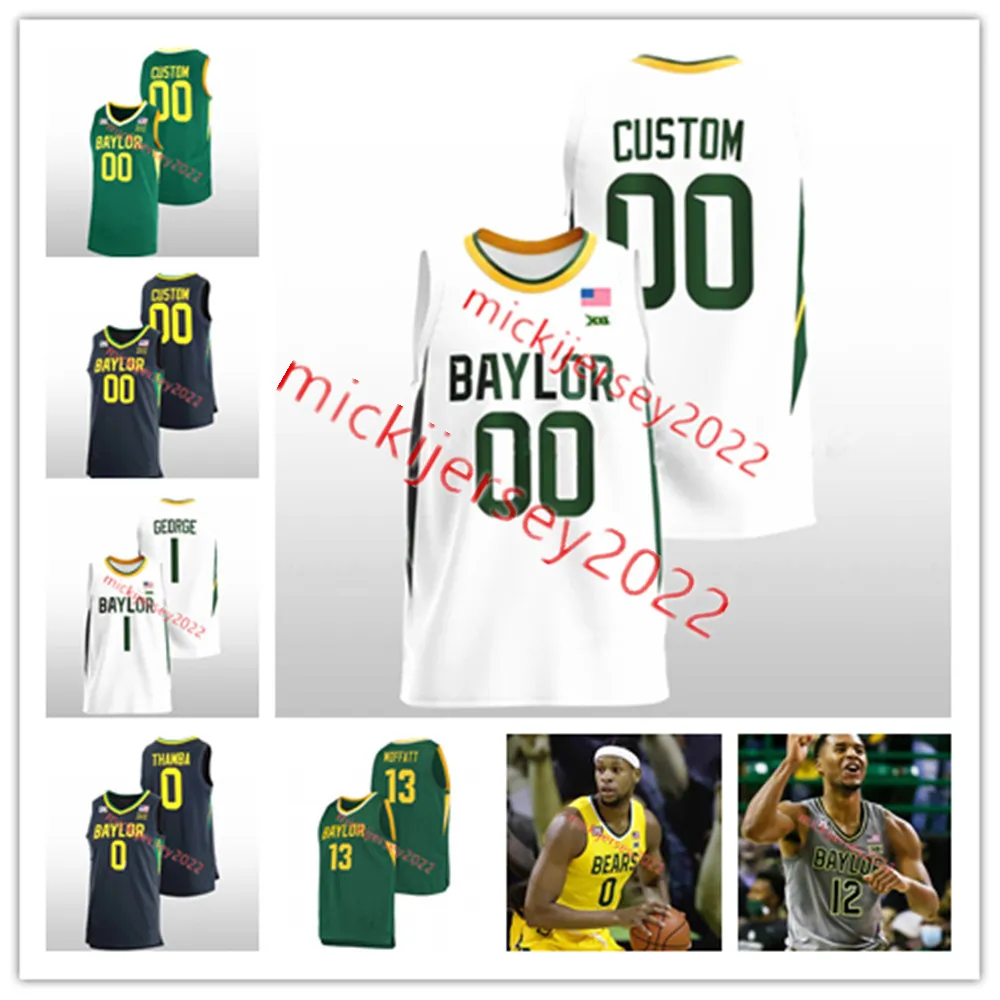 Keyonte George Langston Love Baylor Maglia da basket cucita su misura Flo Thamba Adam Flagler 11 Jalen Bridges Baylor Bears Maglie